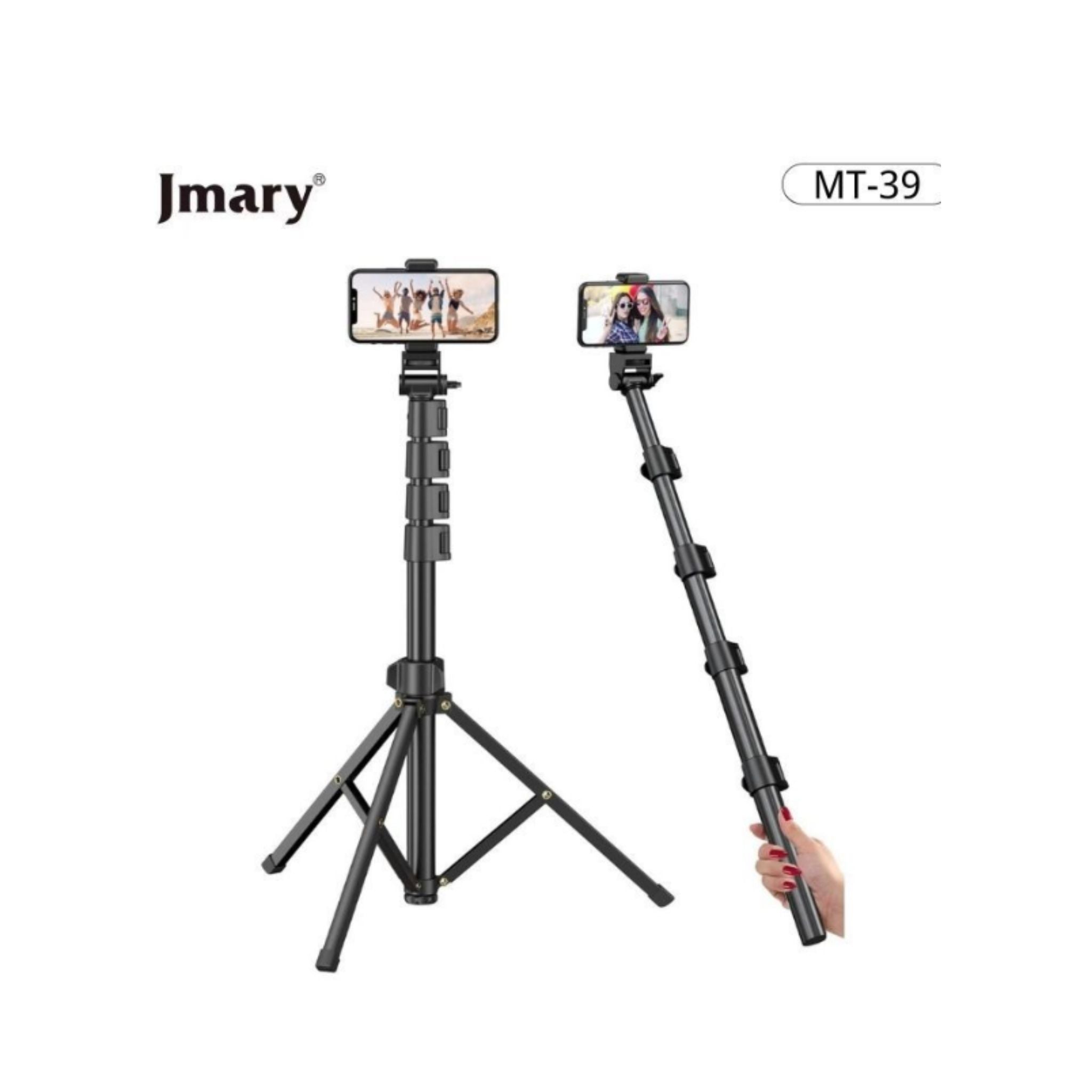 Jmary MT-39 phone holder with tripod on a white background