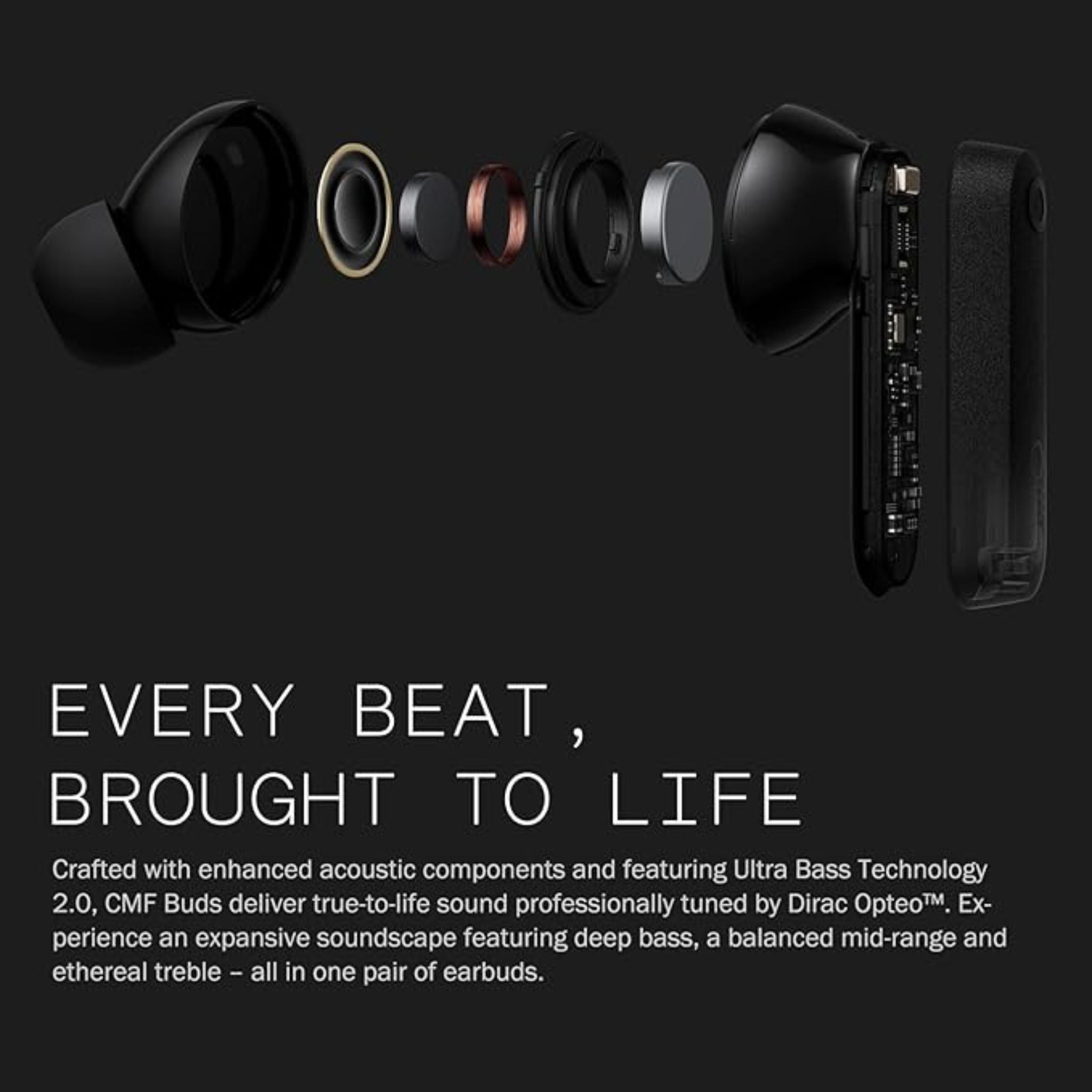 CMF BY NOTHING Buds Wireless Earbuds,42dB Active Noise Cancellation,35.5H Playtime IP54 Waterproof Earphones,Bluetooth 5.3 Dual-Device Connection in Ear Headphones for iPhone & Android-Orange