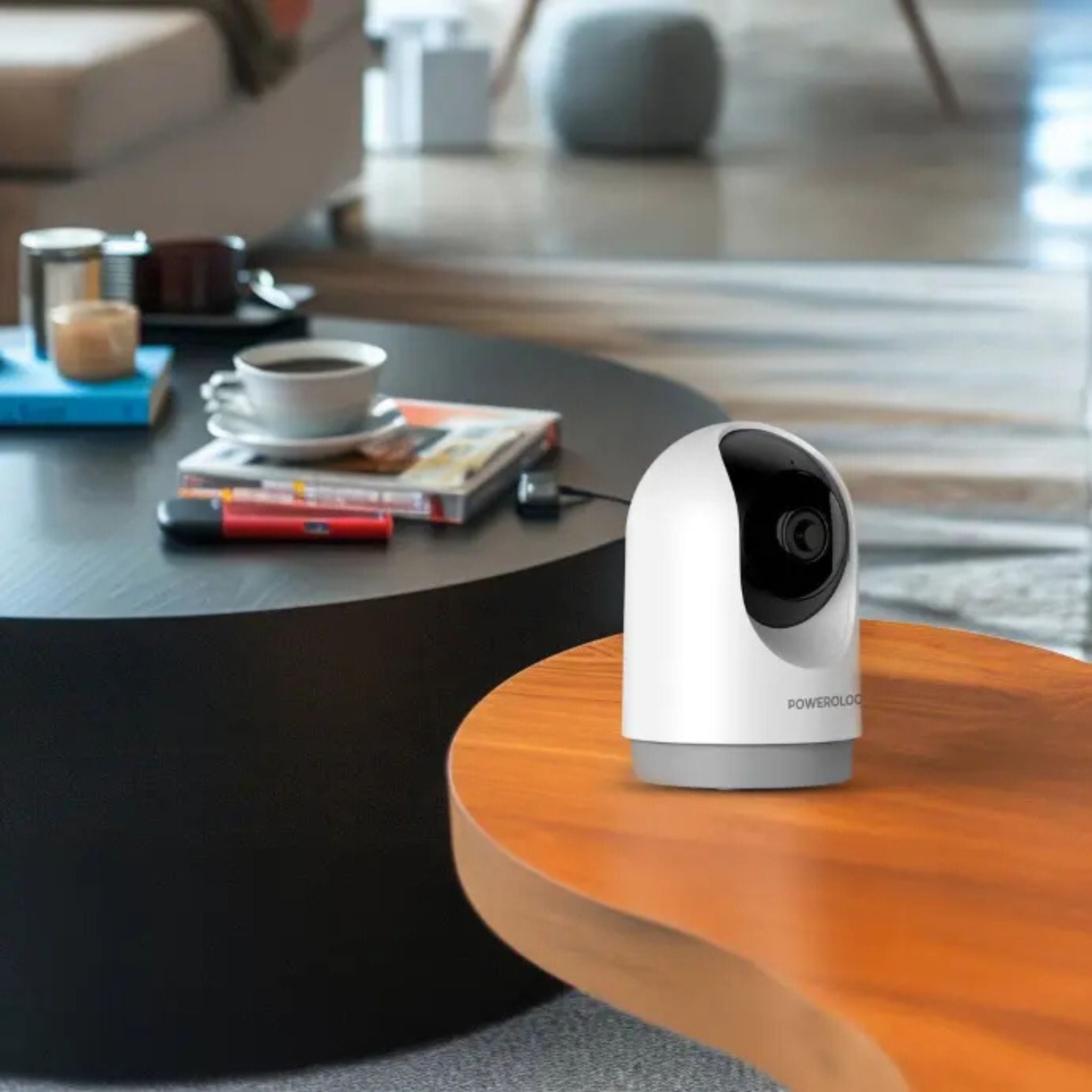 Powerology Indoor PTZ Smart Camera, 3MP 2304×1296 Resolution, Pan & Tilt Control, Human Detection, Motion Sensor, Two-Way Audio, Night Vision 8–10m, 2.4GHz Wi-Fi, TF Card Support up to 256GB, Android & iOS Compatible – White
