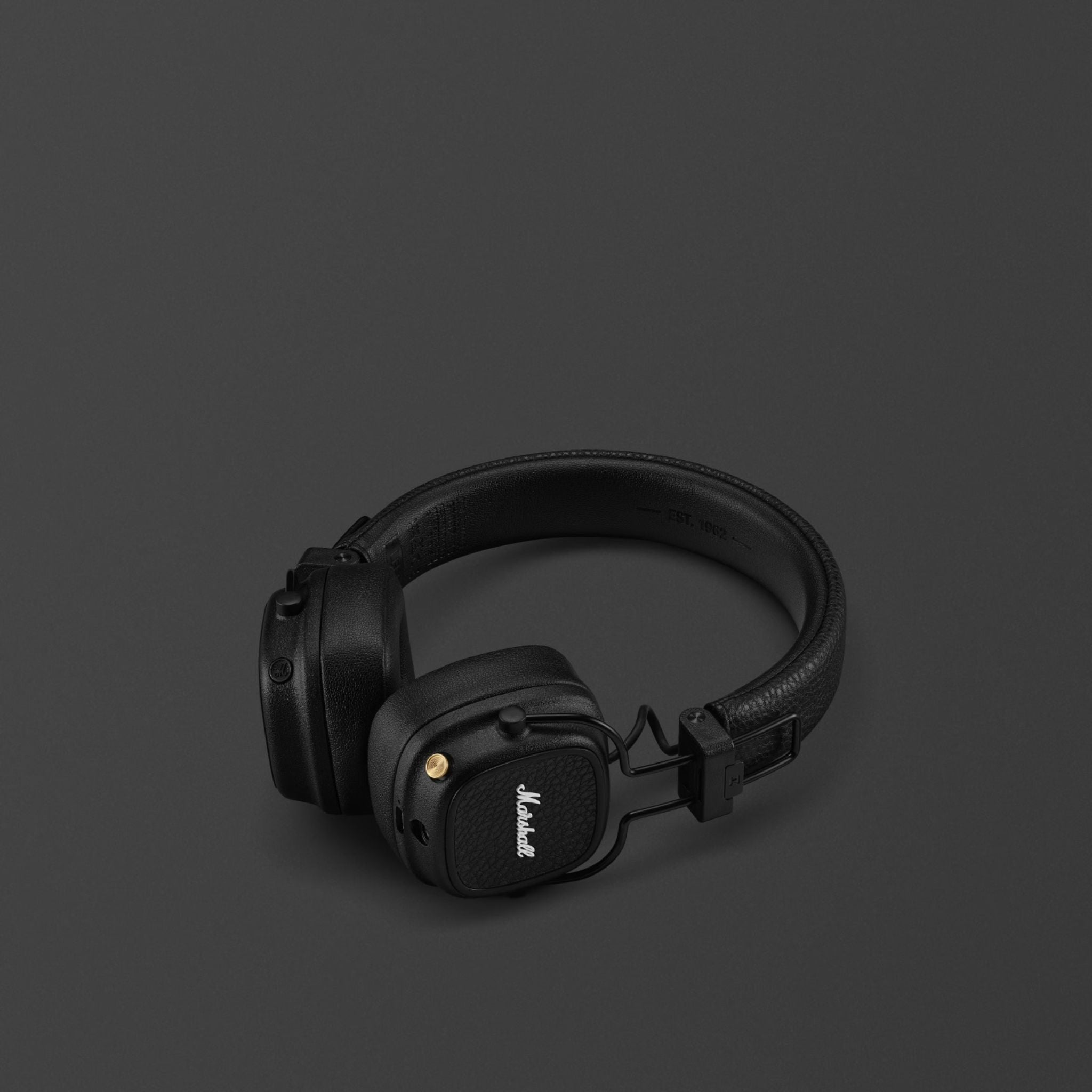 Marshall Major V Wireless On-Ear Headphones with Rugged & Foldable Design, Wireless Charging, 3 Hours Charging Time, Customizable M-Button, Bluetooth Version 5.3, Up to 100 Hours Play Time - Black