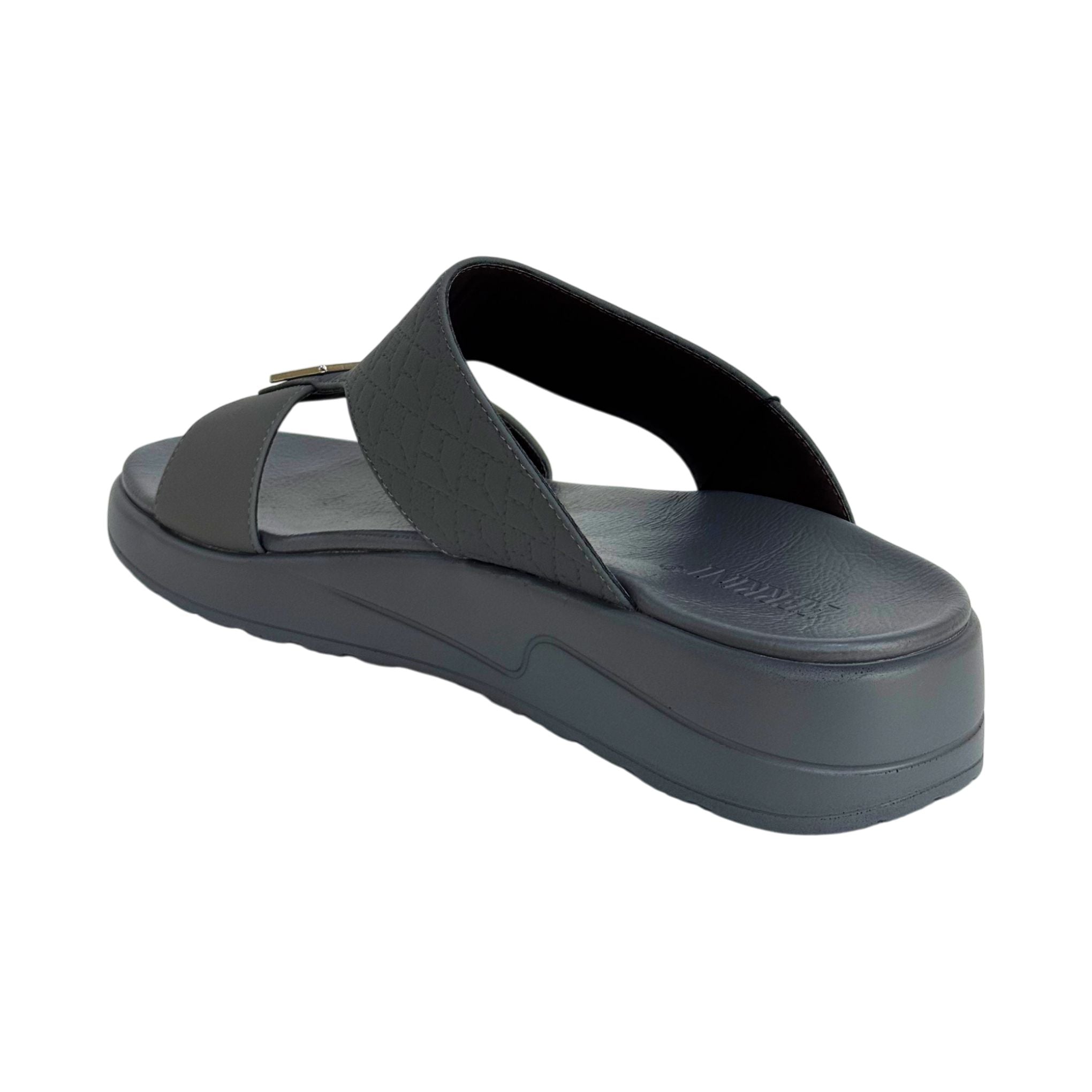 Ferrini Men’s Arabic Slippers – Cross-Strap Slip-On Design_Dark Grey
