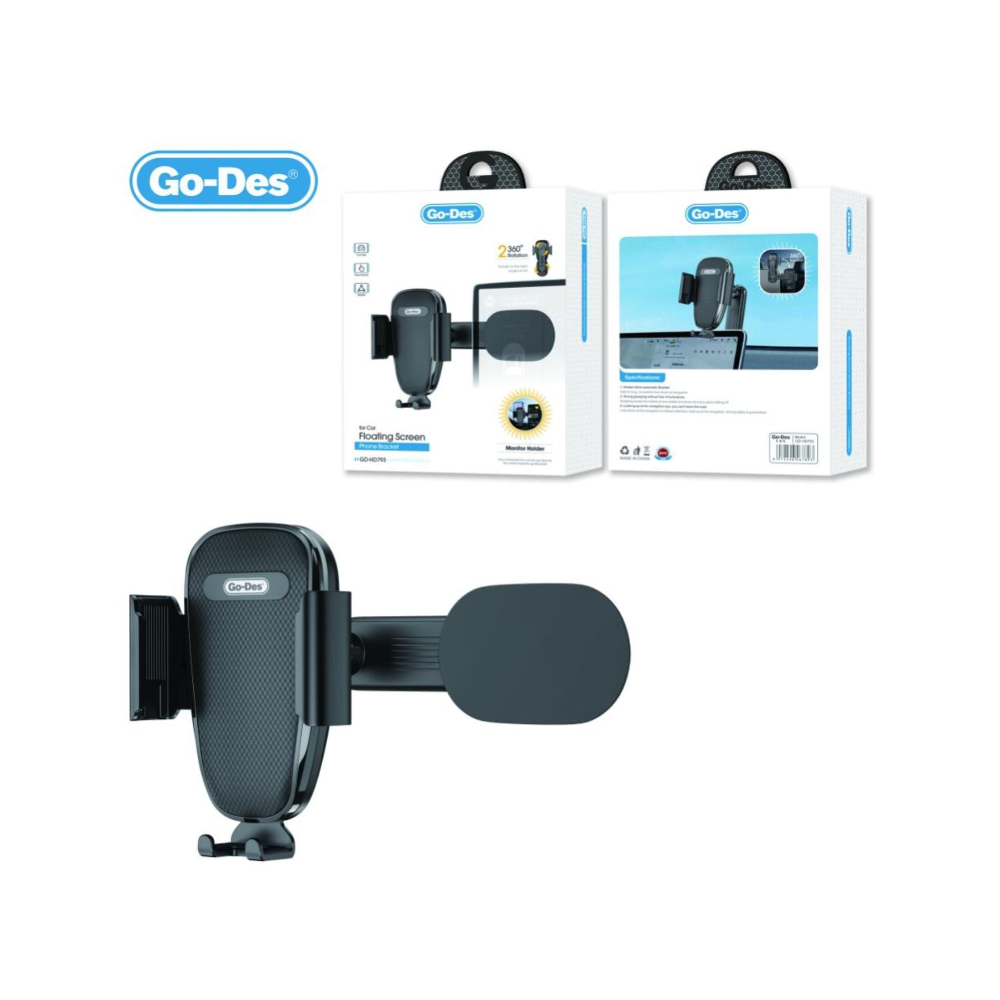 Go Des (GD-HD793) Floating Screen Phone Bracket-Black