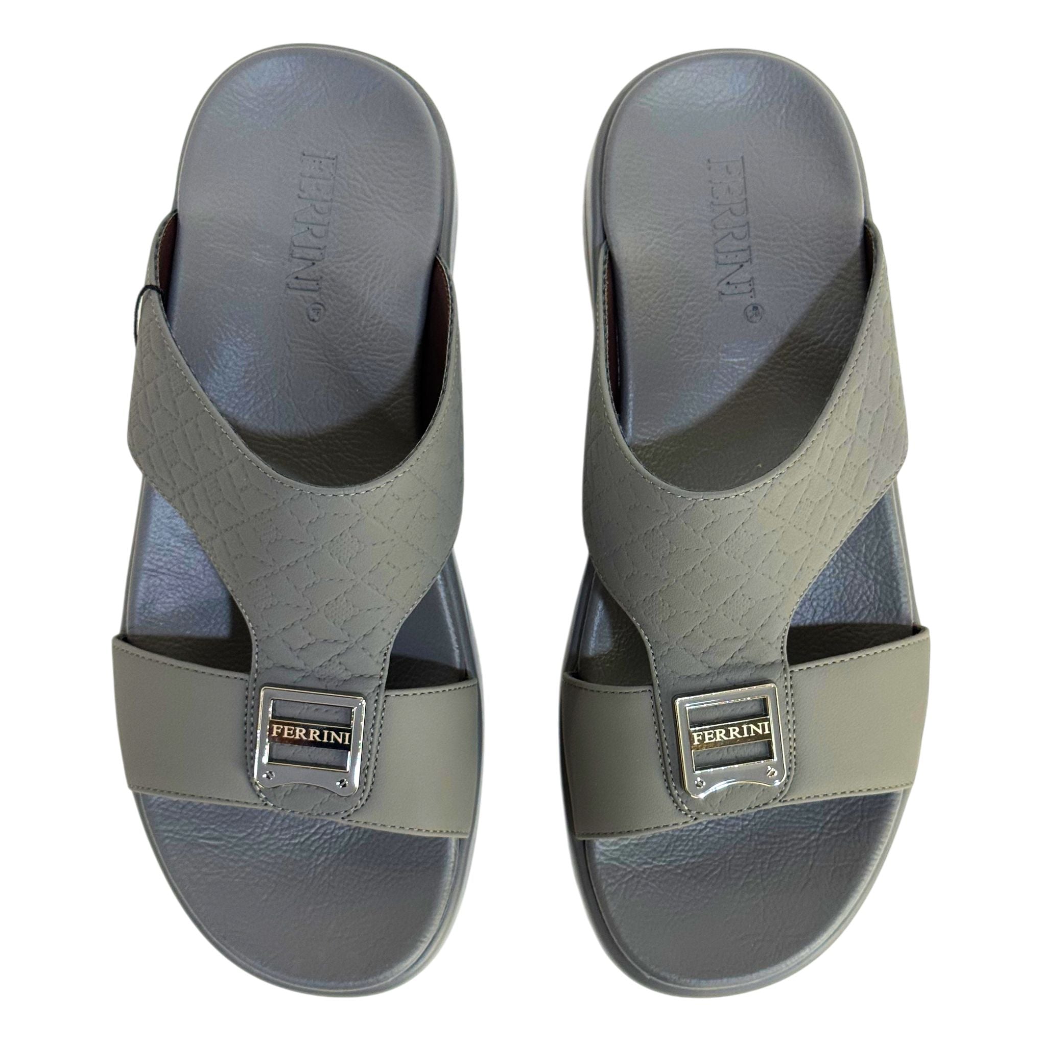 Ferrini Men’s Arabic Slippers – Cross-Strap Slip-On Design_Dark Grey