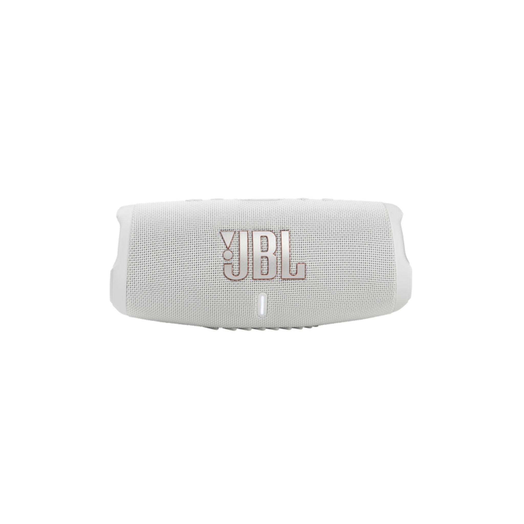 JBL Charge 5 Portable Speaker, Built-In Powerbank, Powerful JBL Pro Sound, Dual Bass Radiators, 20H of Battery, IP67 Waterproof and Dustproof, Wireless Streaming, Dual Connect - White