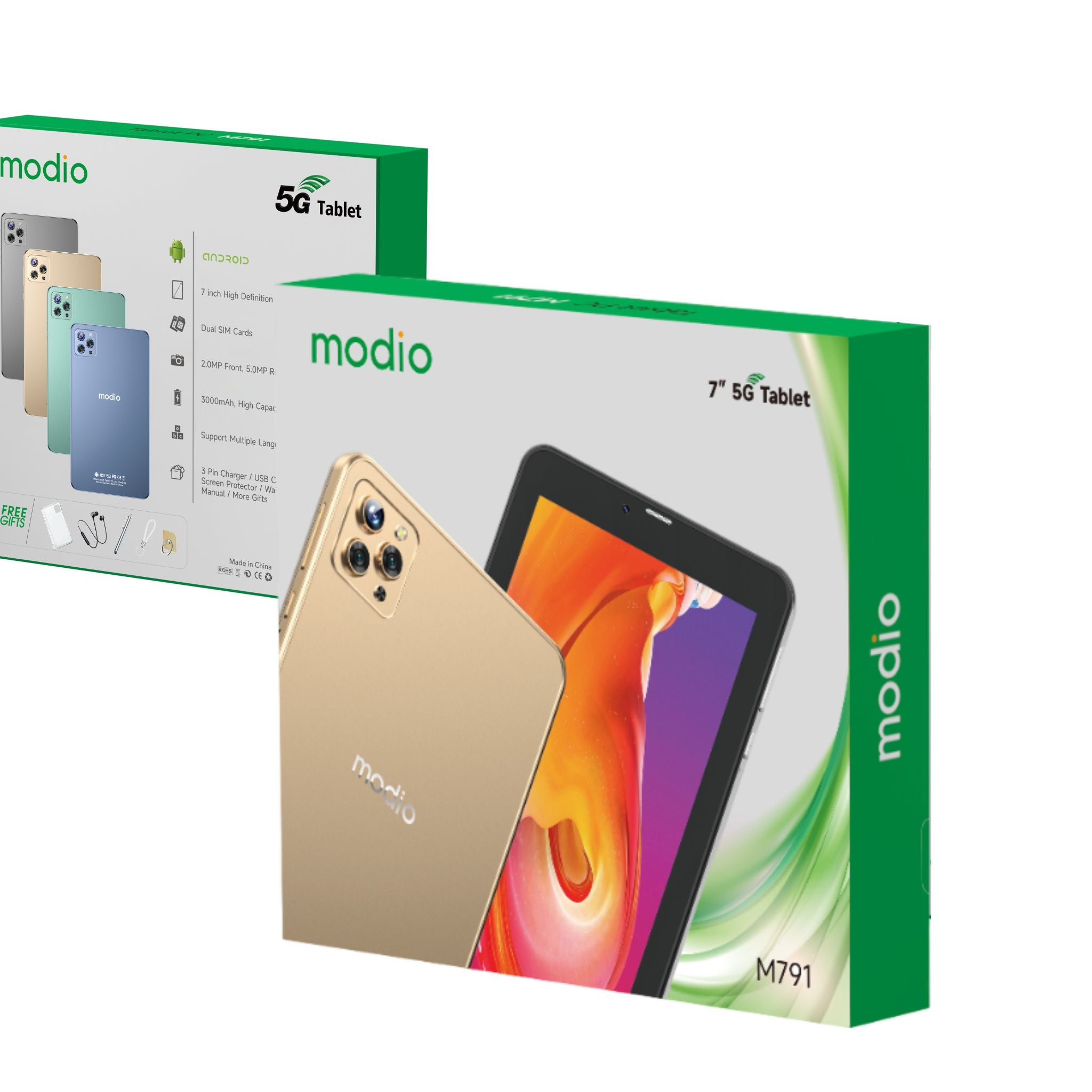 Modio M791 7" 5G Tablet PC, 4GB RAM, 128GB Storage – Blue