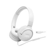 JBL Tune 520C USB-C Wired Headphones, 32mm Driver, Built-in Mic, Hands Free Call, Voice Assistant integration, Foldable, 3 Button Remote, Hi-Res Audio, JBL Pure Bass Sound, Comfort – White