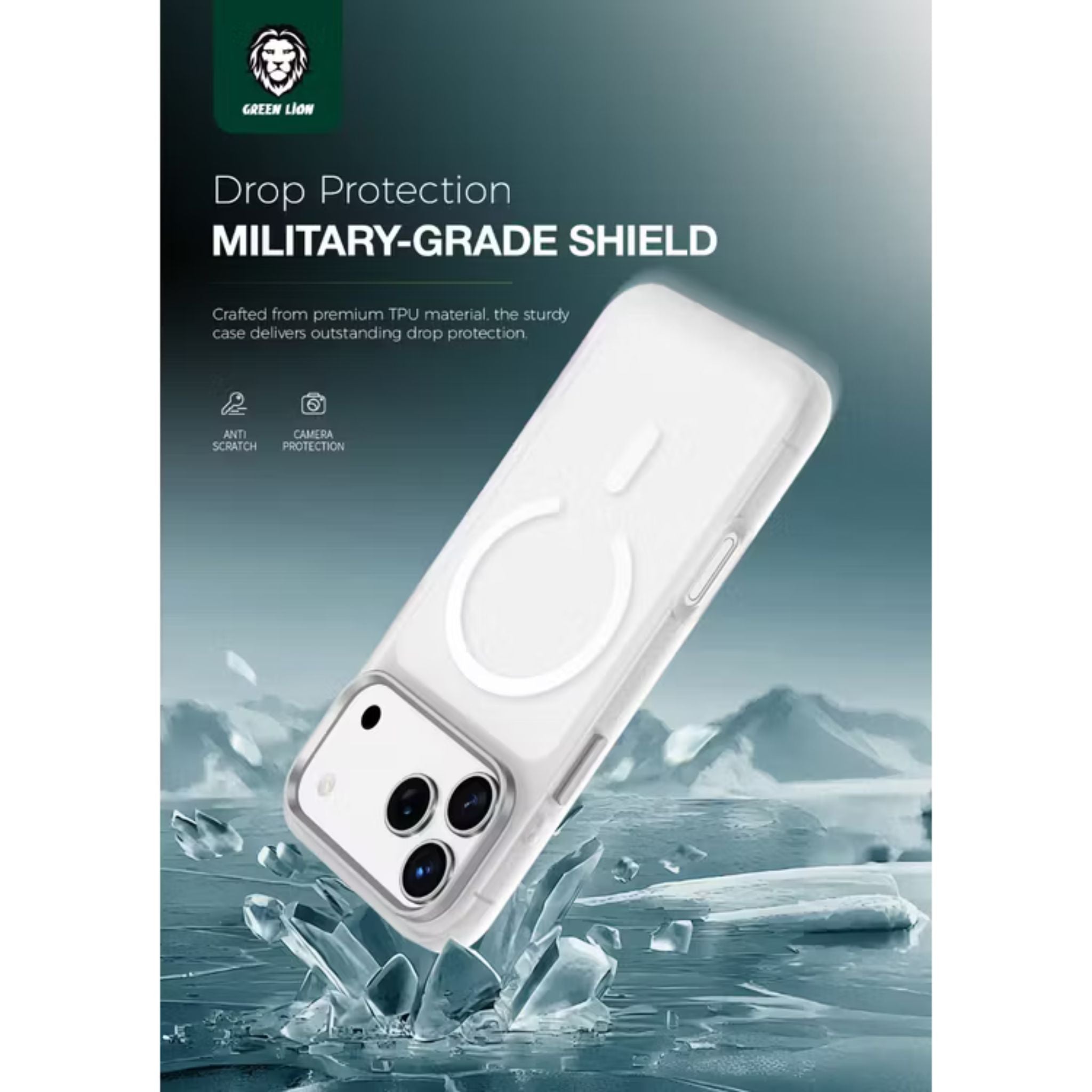 Green Lion Matte MagSafe X Case for iPhone 17 Pro Max, Comfortable Grip, Anti-Scratch, Metal Buttons, Anti-Fingerprint, Drop Protection, Camera Protection - Silver Titanium