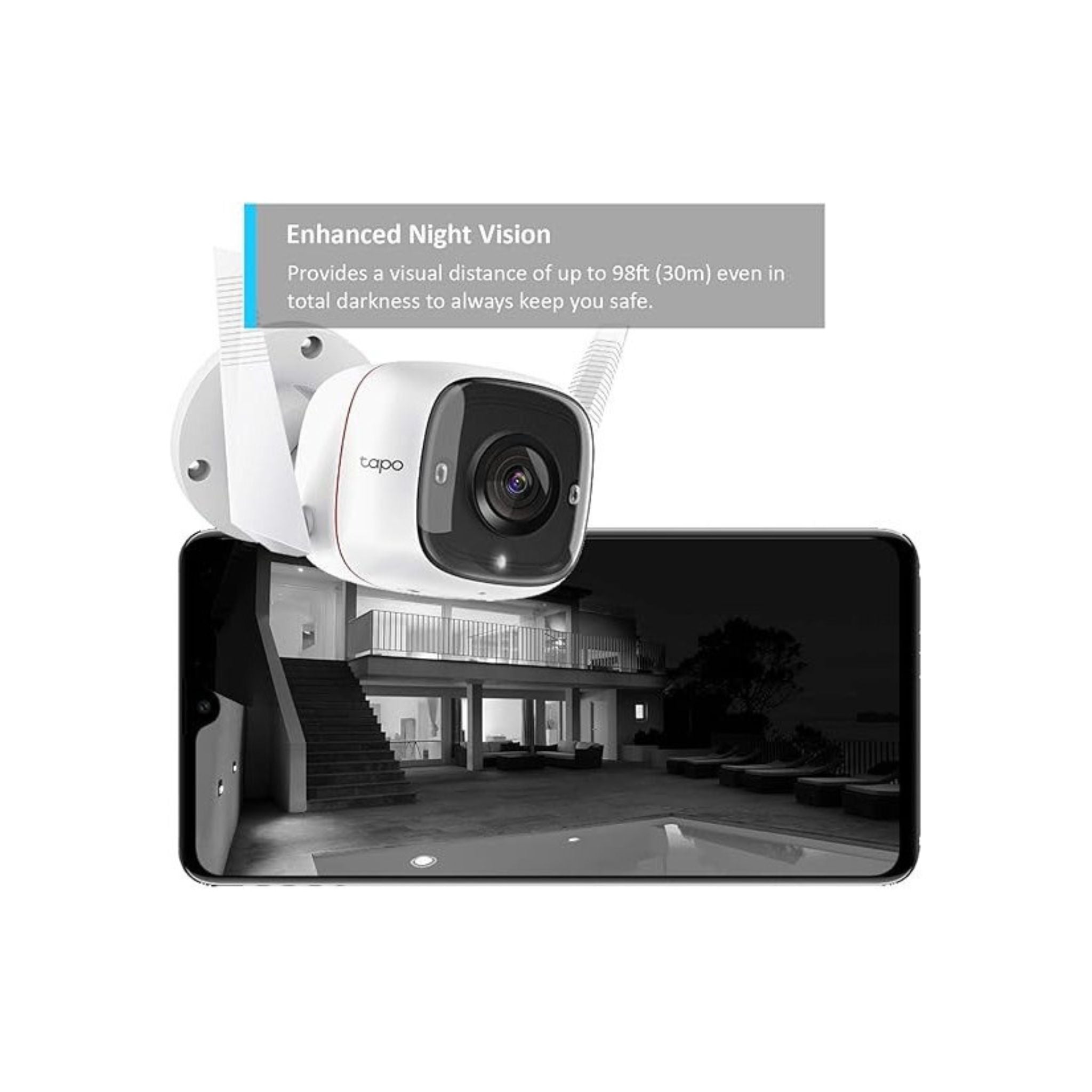 TP-Link Tapo Outdoor Security Camera/CCTV, Weatherproof Plus 2-way Audio And SD Storage (Tapo C310)