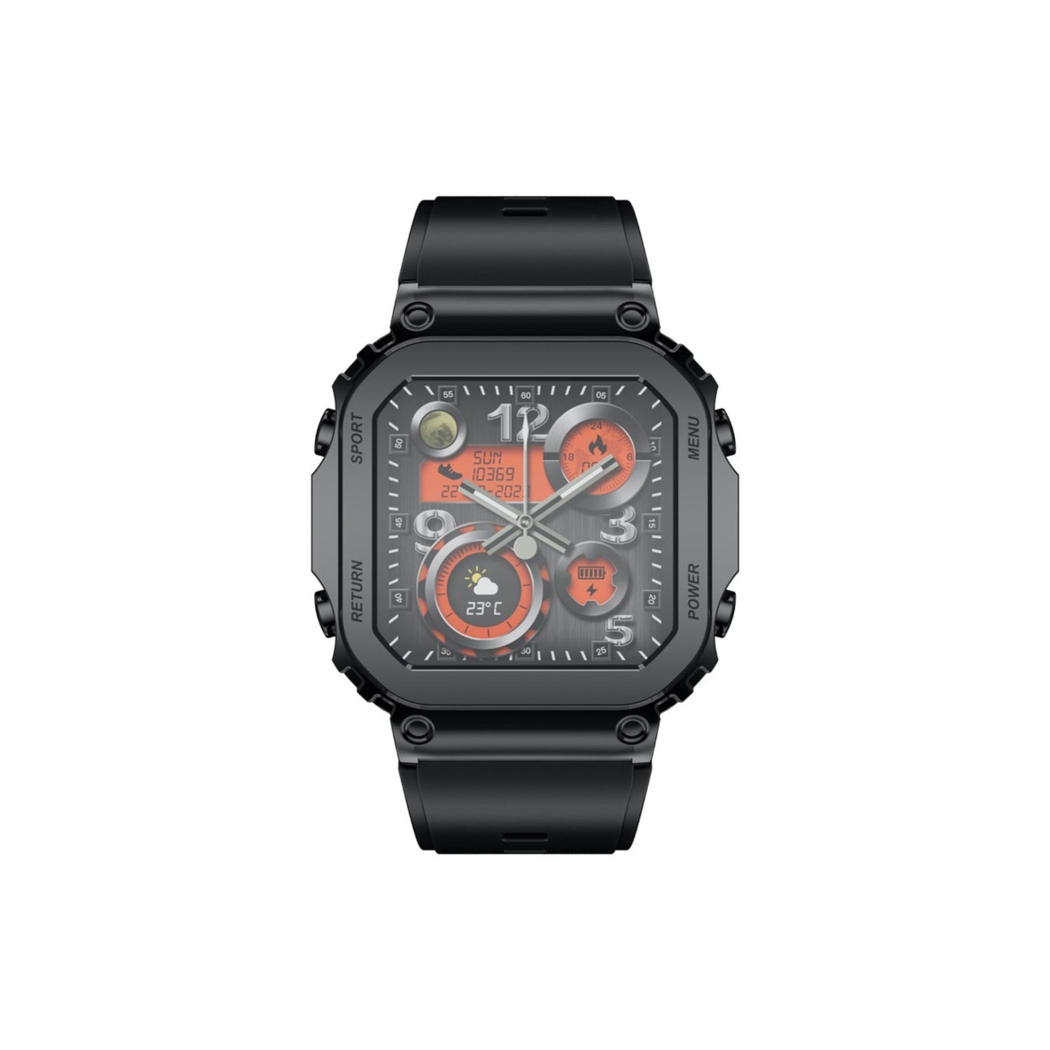 Porodo Nomad Smart Watch, 1.54" Screen, 290mAh Battery Capacity, Bluetooth 5.3, Android & iOS Compatible, 5 Days Working Time, IP67 Water Resistant, Health Monitoring - Black