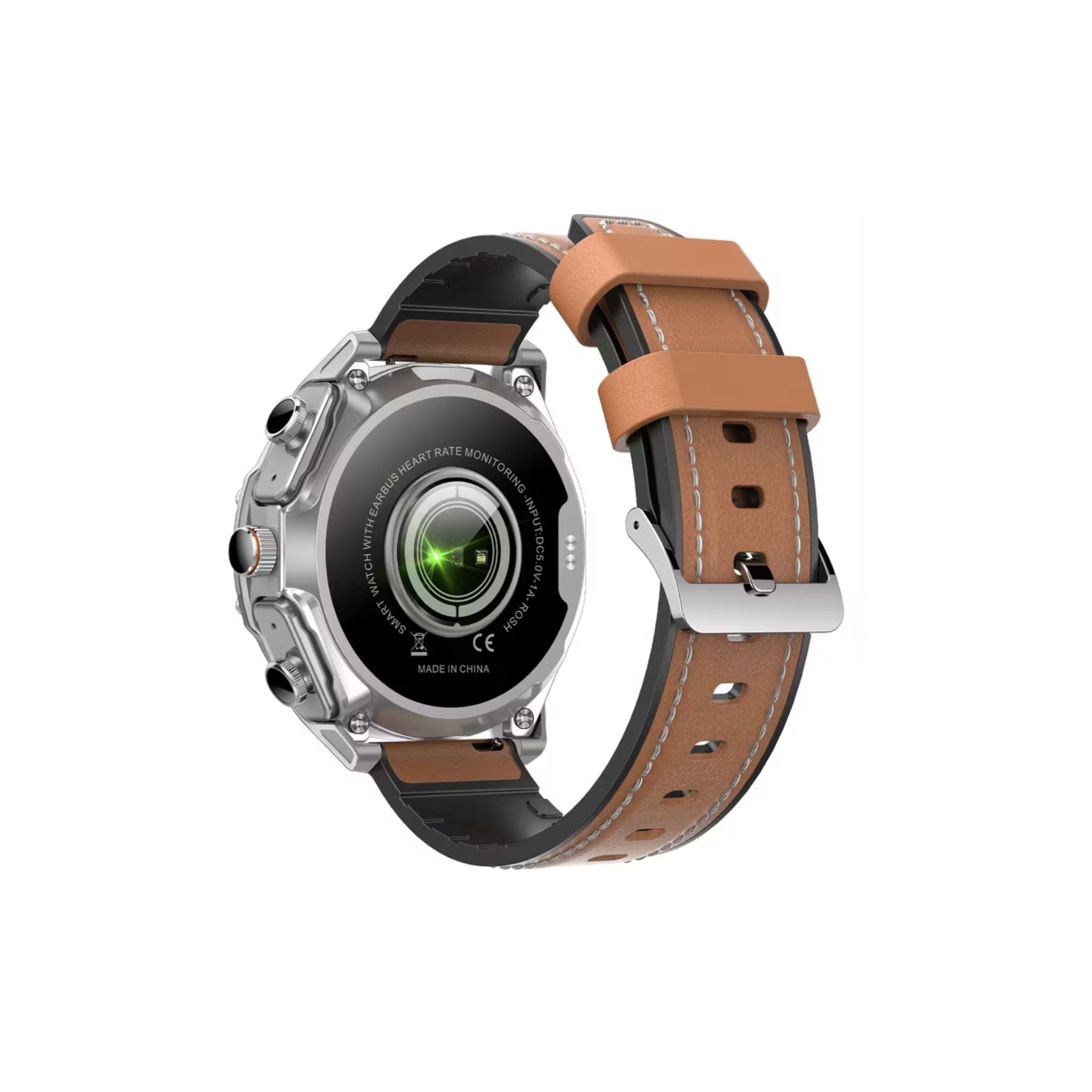 Porodo Hype Smart Watch with Wireless Earbuds and Black Leather Band, Compatible with Android 5.0, iOS 10.0 and Above