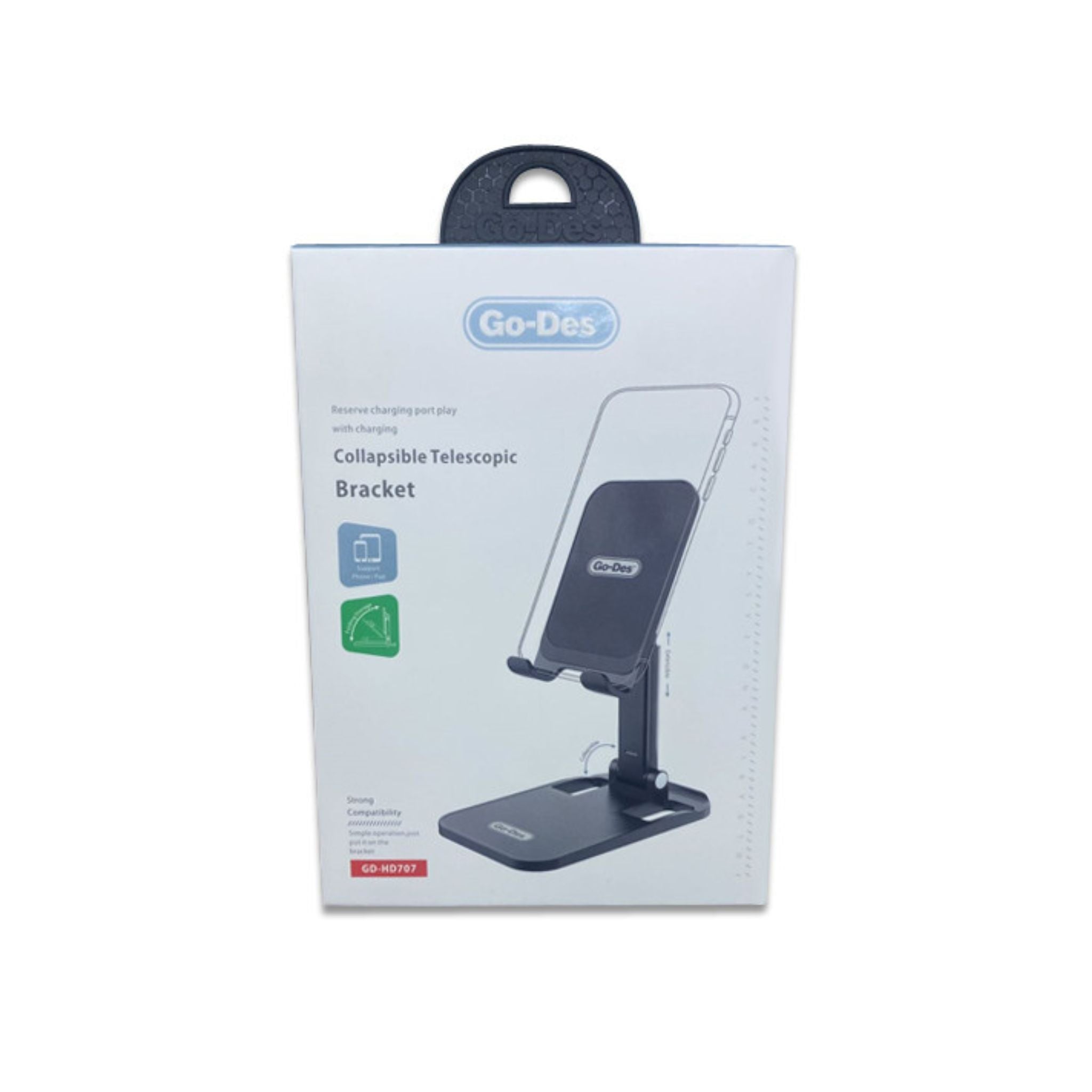 Go Des GD-HD707 Collapsible Telescopic Car Phone Bracket – Black