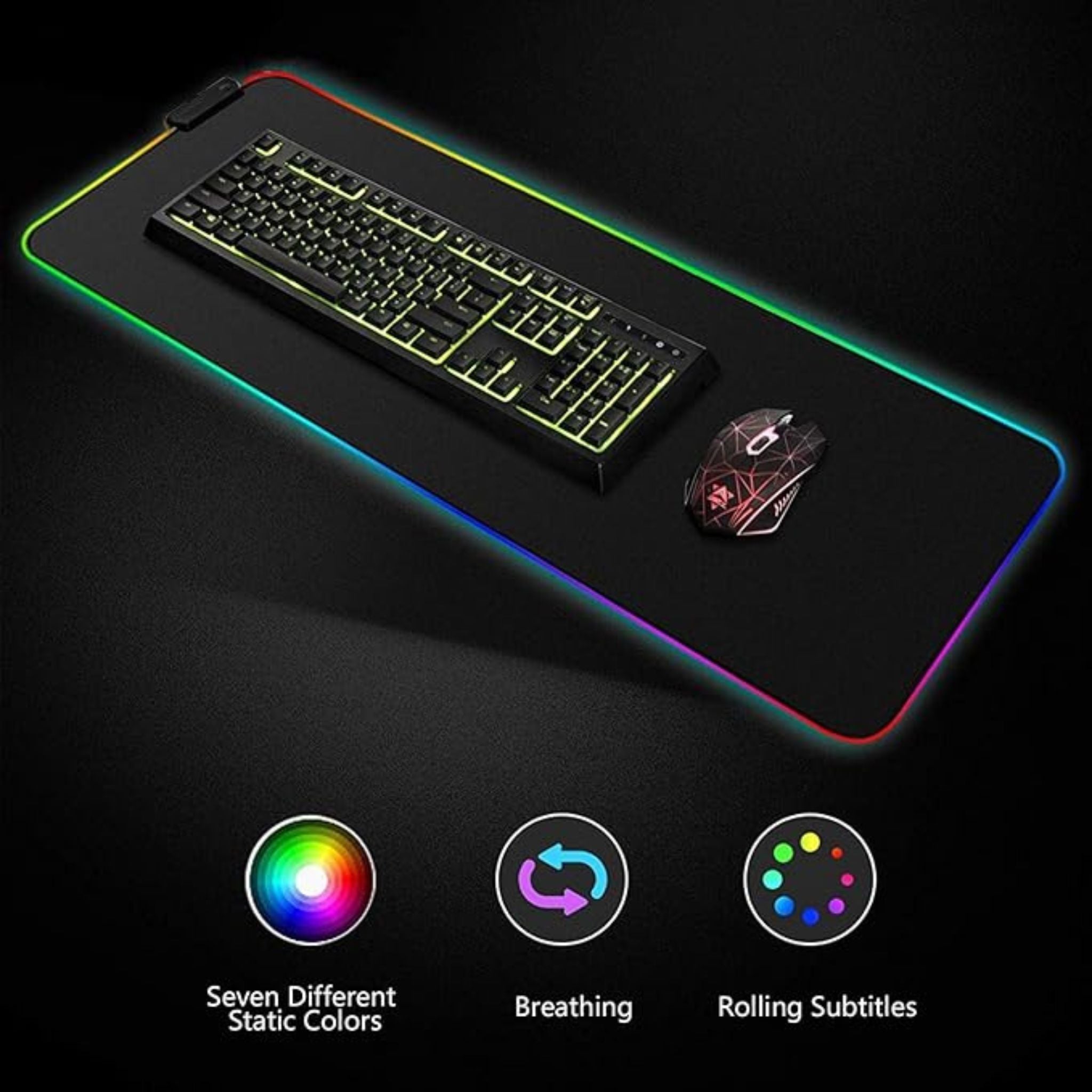 RGB Gaming Mouse Pad, Extra-Large Soft LED Extended Mouse Pad with 10 Lighting Modes, Anti-Slip Rubber Base – FG0313 (B07QNDFV1V)