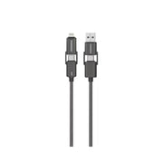 Black USB cable with connectors on a white background