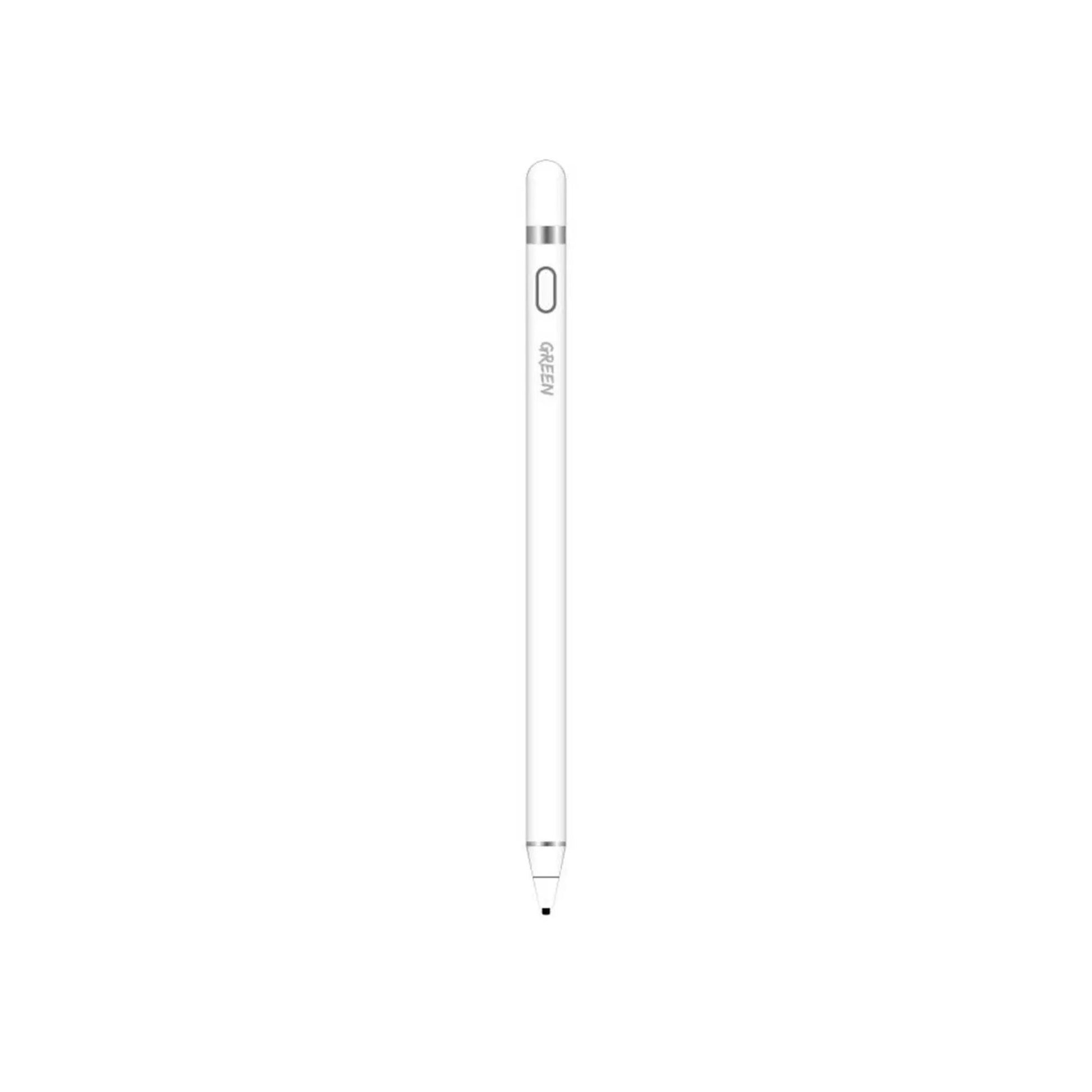 Green Lion Touch Screen Stylus Pen with 100mAh, 1.45mm Soft Fine Tip, Built-in Micro USB Charging Port, Easy to Use Universal Pen Compatible for iOS/Android Touch Screen - White