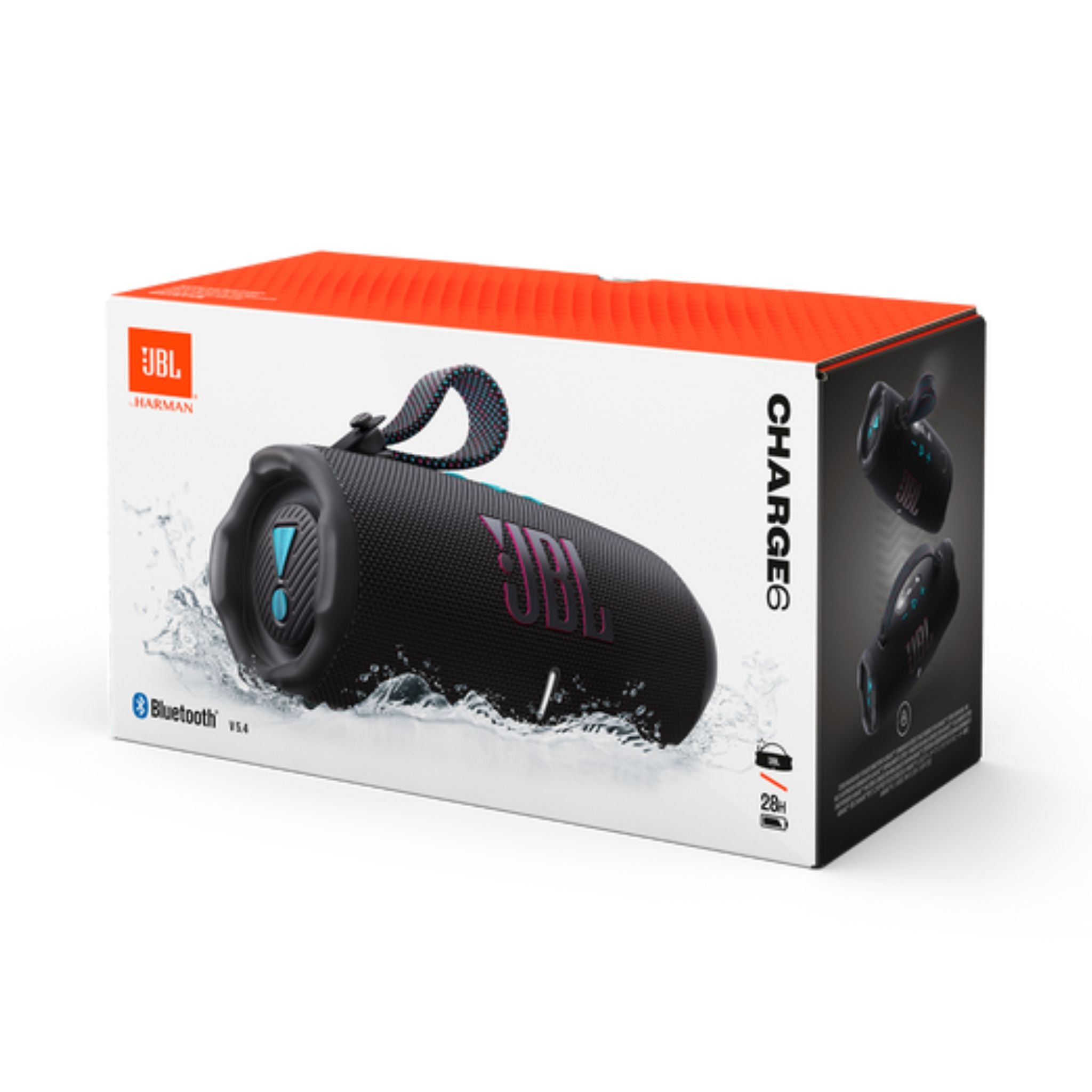 JBL Charge 6 - Portable Waterproof And Drop-Proof Bluetooth Speaker With Built-In Power Bank, Multi-Speaker Connection Via Auracast, Up To 28 Hours Playtime, Fast Charging, And Powerful Sound -Black & Orange