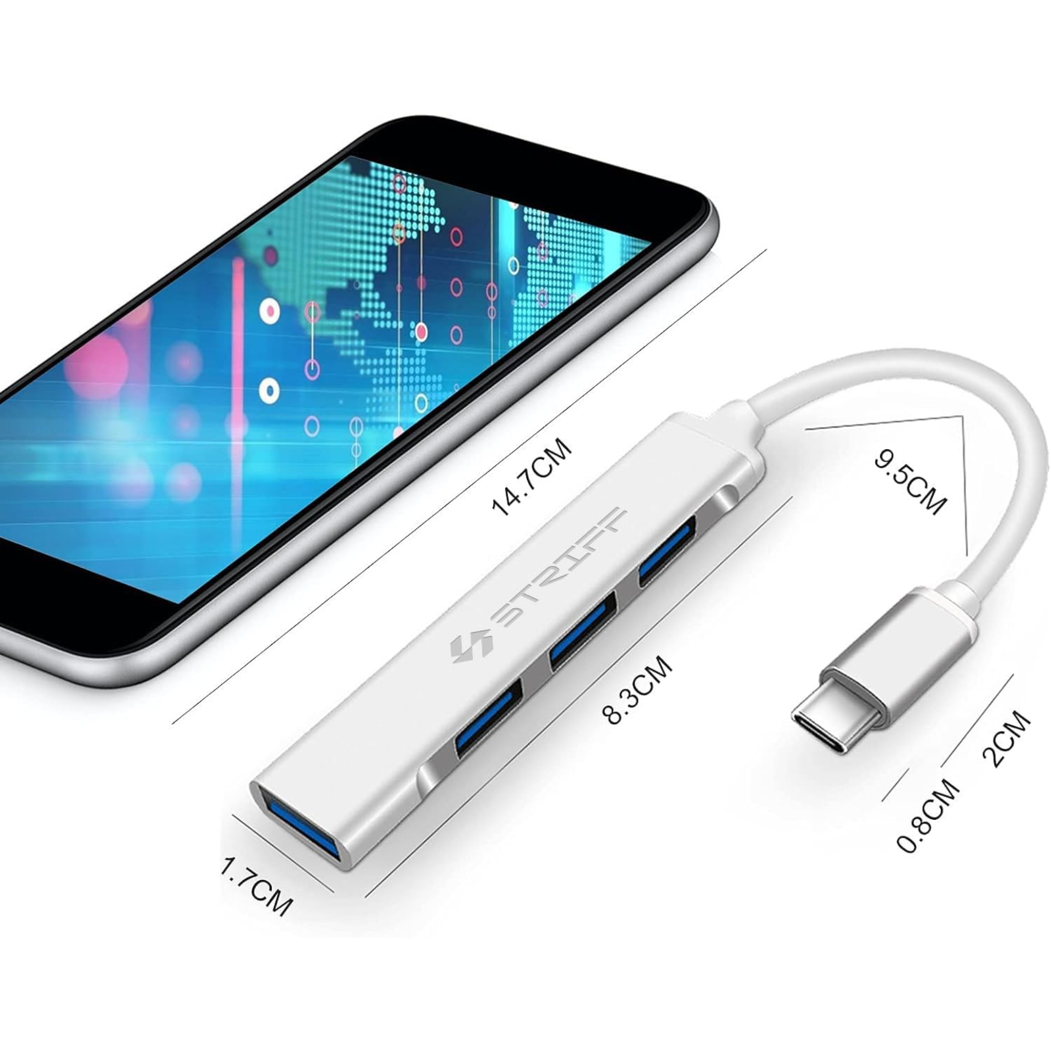 Tingz Type-C Smart Hub (4-in-1) is a USB-C to USB-A Adapter - Silver