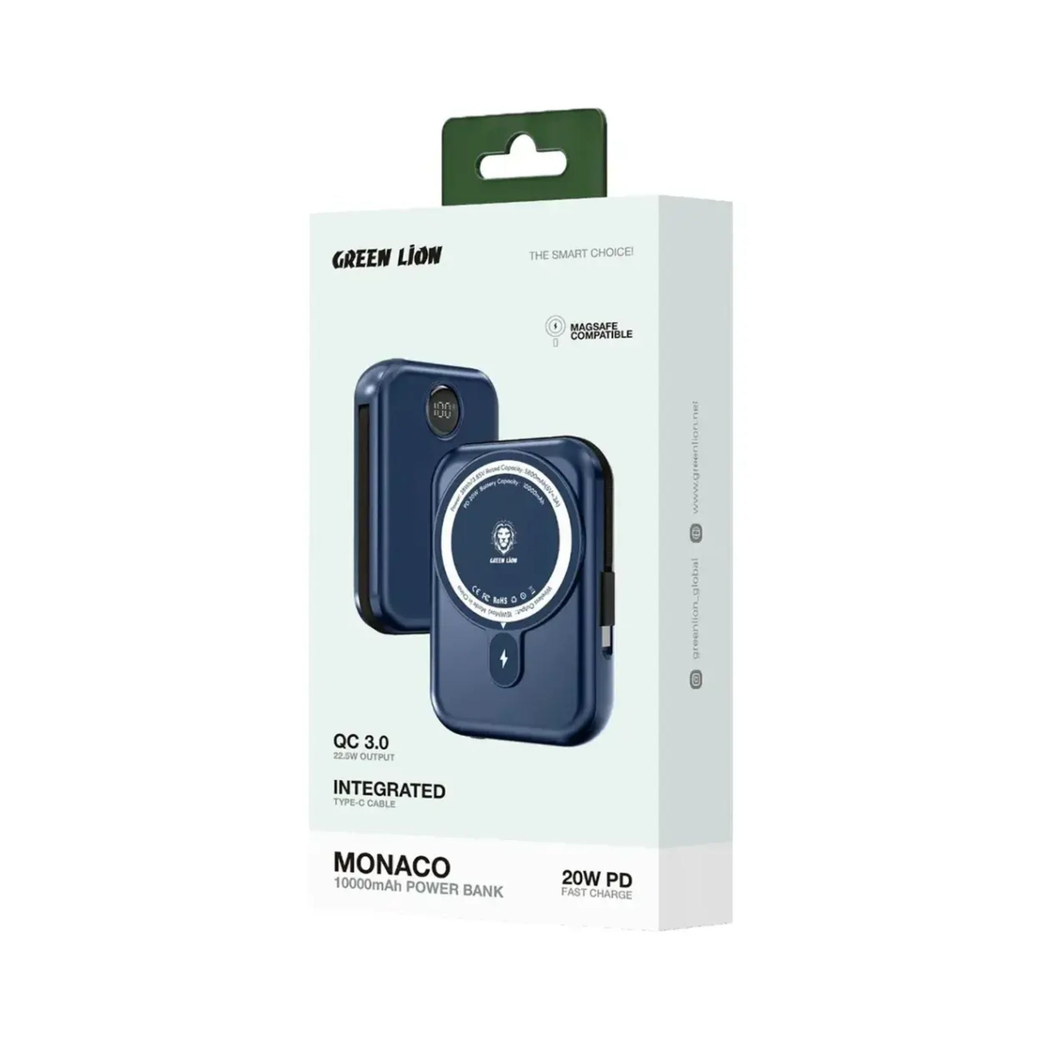 Green Lion Monaco 10000mAh MagSafe Power Bank - Blue Titanium