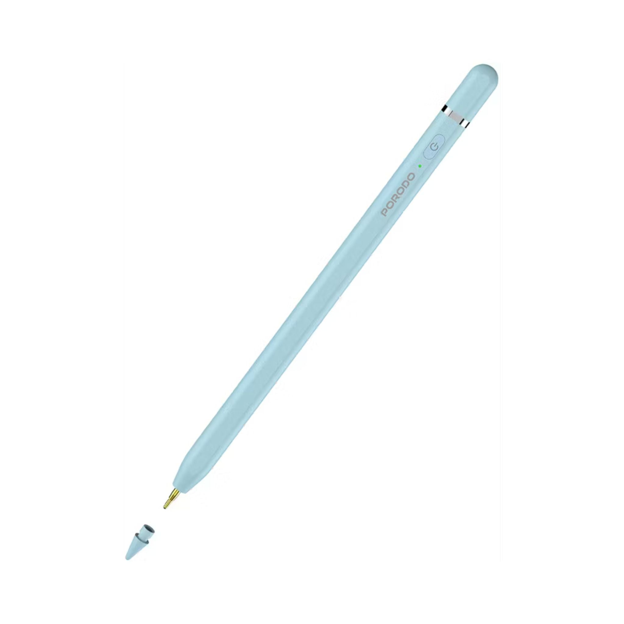 Porodo Smart Stylus Pen for iPad, Replaceable Tip, 1.7mm Tip Size, Type-C Charging Interface, 140mAh Battery Capacity, 40 Minutes Charging Time, 10-12 Hours Working Time, Magnetic Attachment, Zero Delay - Blue