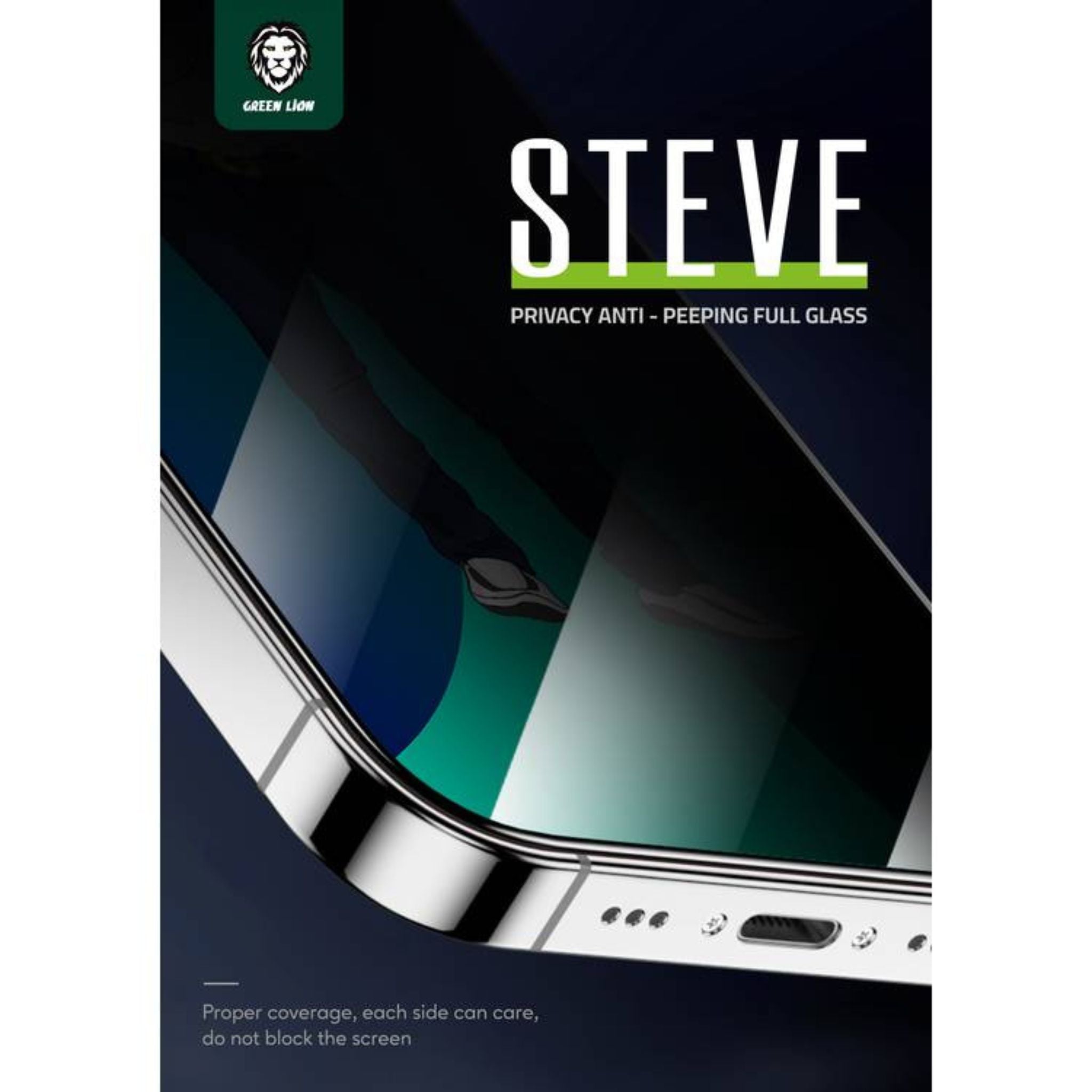 Green Lion 9H Steve Privacy Full Glass Screen Protector for iPhone 14 Pro ( 6.1" ) - Black