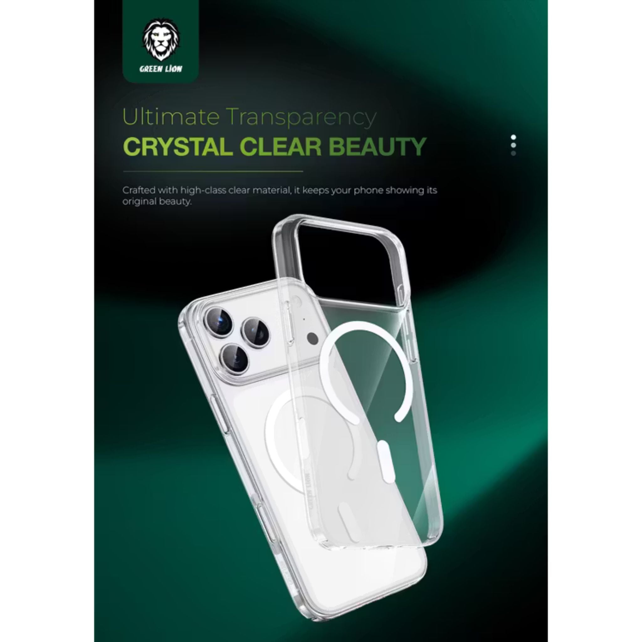 Green Lion MagSafe Delgado Case for iPhone 17 Pro Max, Ultra Drop Protection, Camera Protection, Ultra HD Clarity, Anti-Fingerprint, Anti Scratch, Slim Fit - Clear