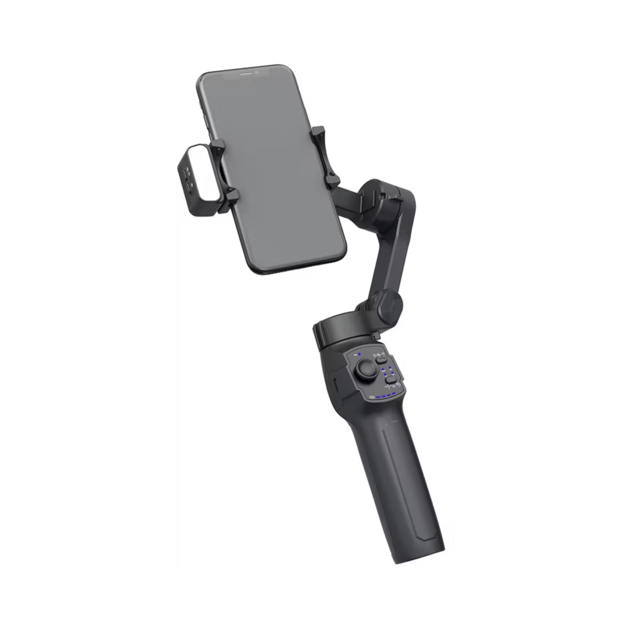 Porodo 3-Axis Gimbal with Stabilizer Magnetic Fill Light, Smart Live Tracking, Long Battery Life, One-Key Angle Switch, 780 Minutes Working Time - Black