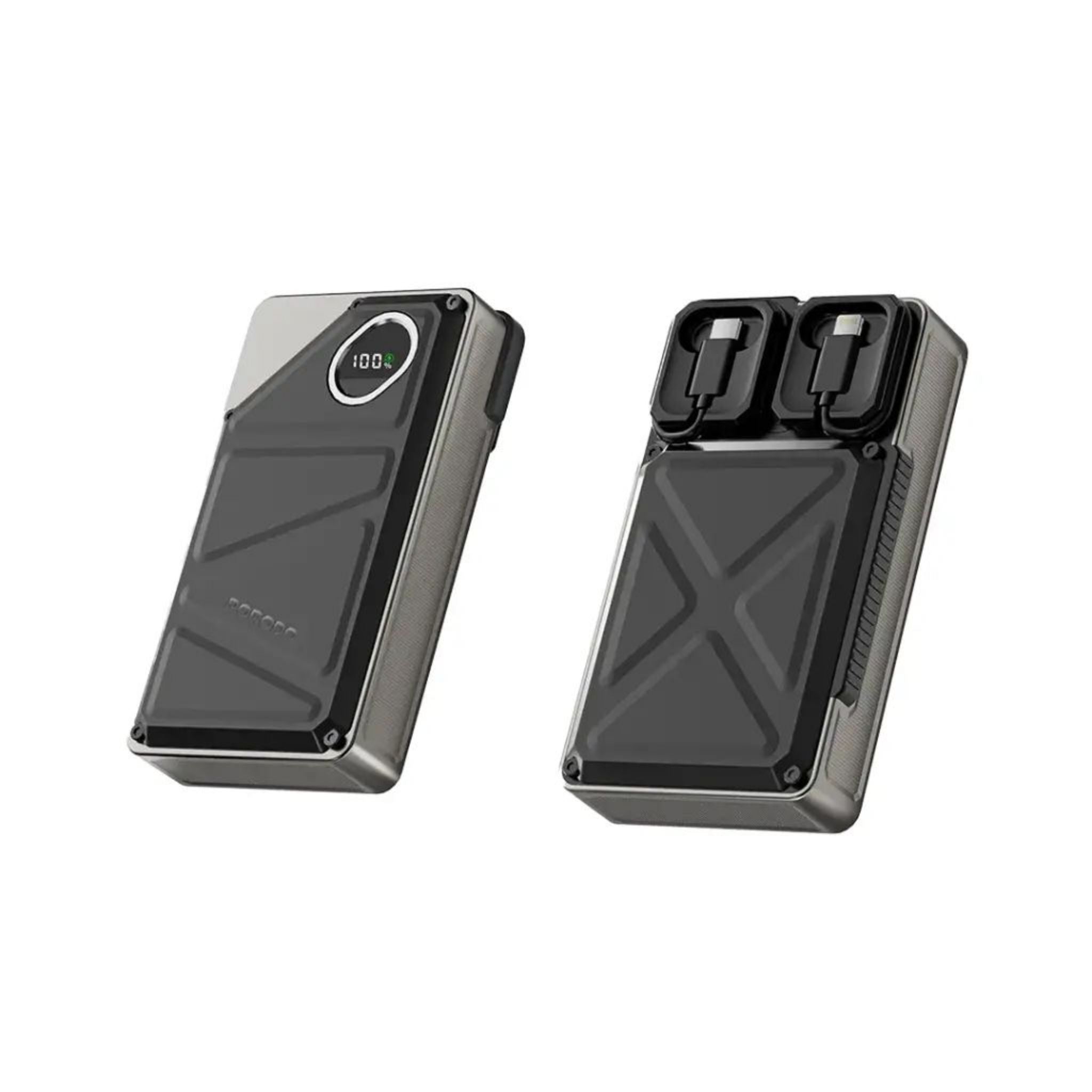 Porodo 20000mAh Power Bank Built-In Type-C & Lightning - Black