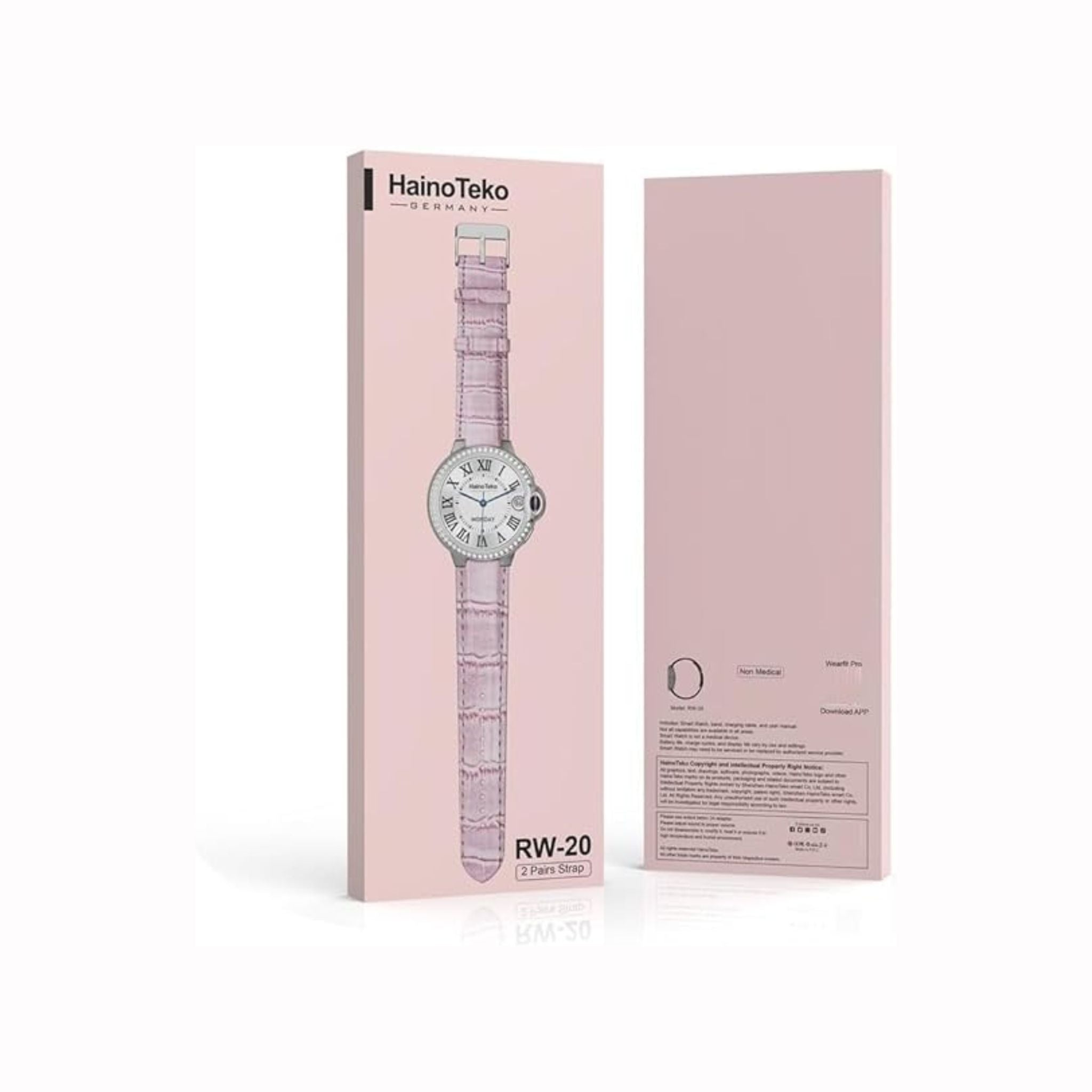 Haino Teko RW-20 Smartwatch with Two Set Strap for Women's and Girls-Pink