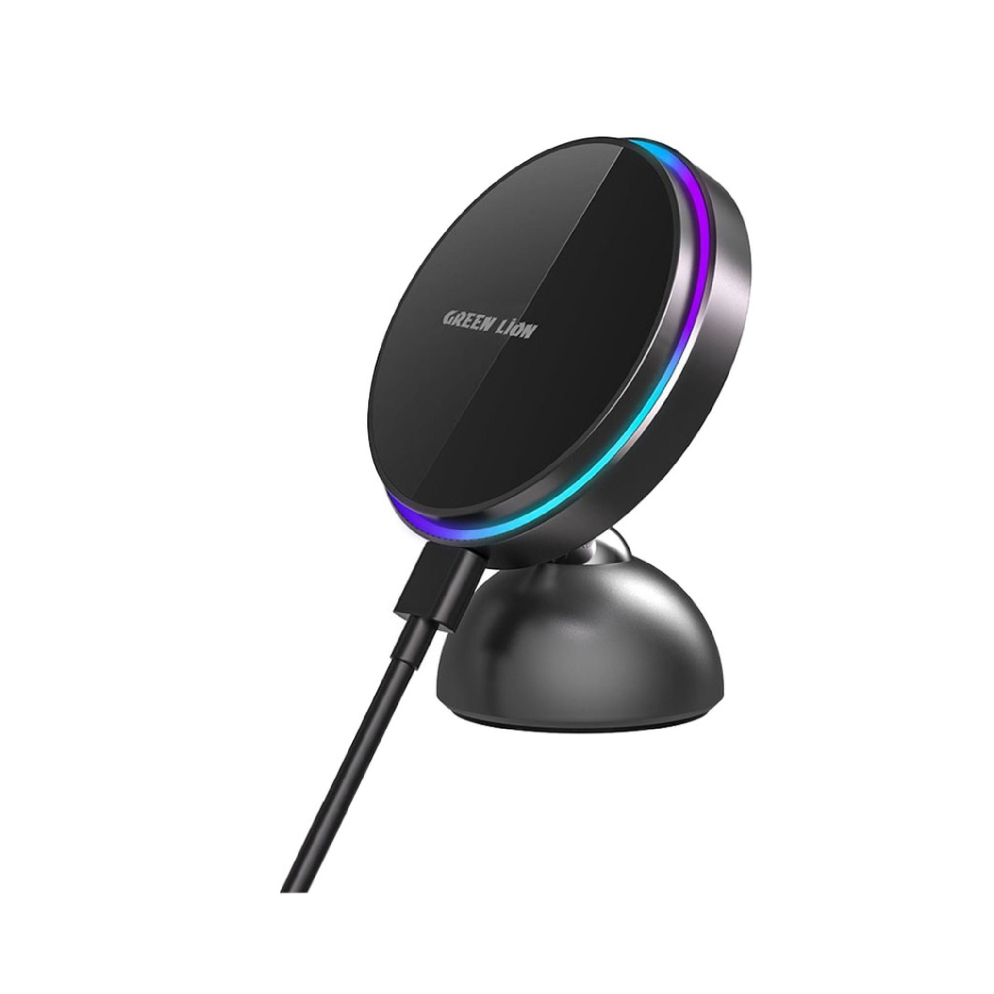Green Lion MagPrime Car Charger Holder Secure & Stable, Flexible Design, RGB Colo, Compatible with MagSafe, 17 strong magnets, Easy To Use, Input 5V/2A 9V/2A 12V/2A, Output 15W, 7.5W, 5W-Black