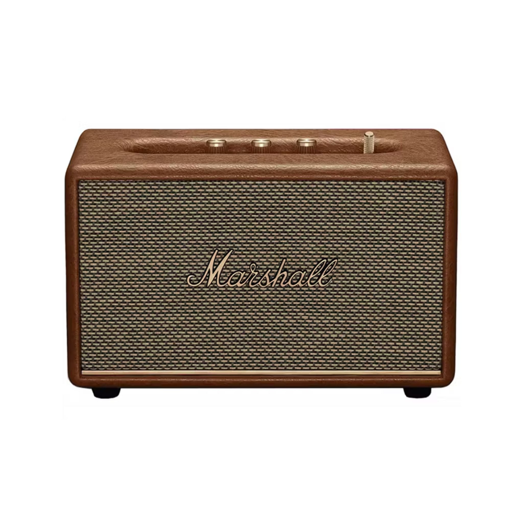 Marshall speaker with brown and beige design on a white background