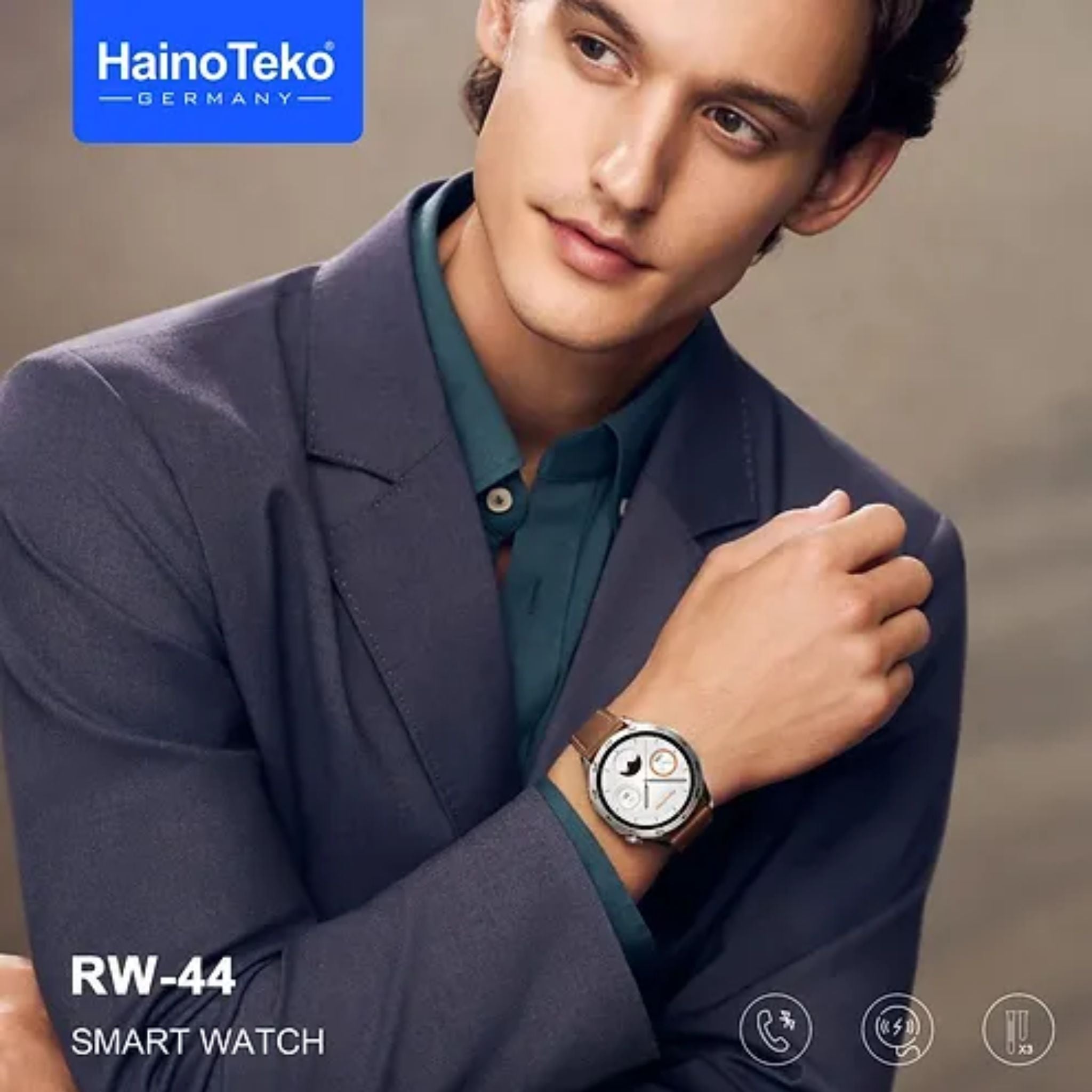 Haino Teko RW44 (GT4) SmartWatch with 3 Bands (Stainless Steel+Leather+Silicone)with AMOLED HD IPS Screen_Black