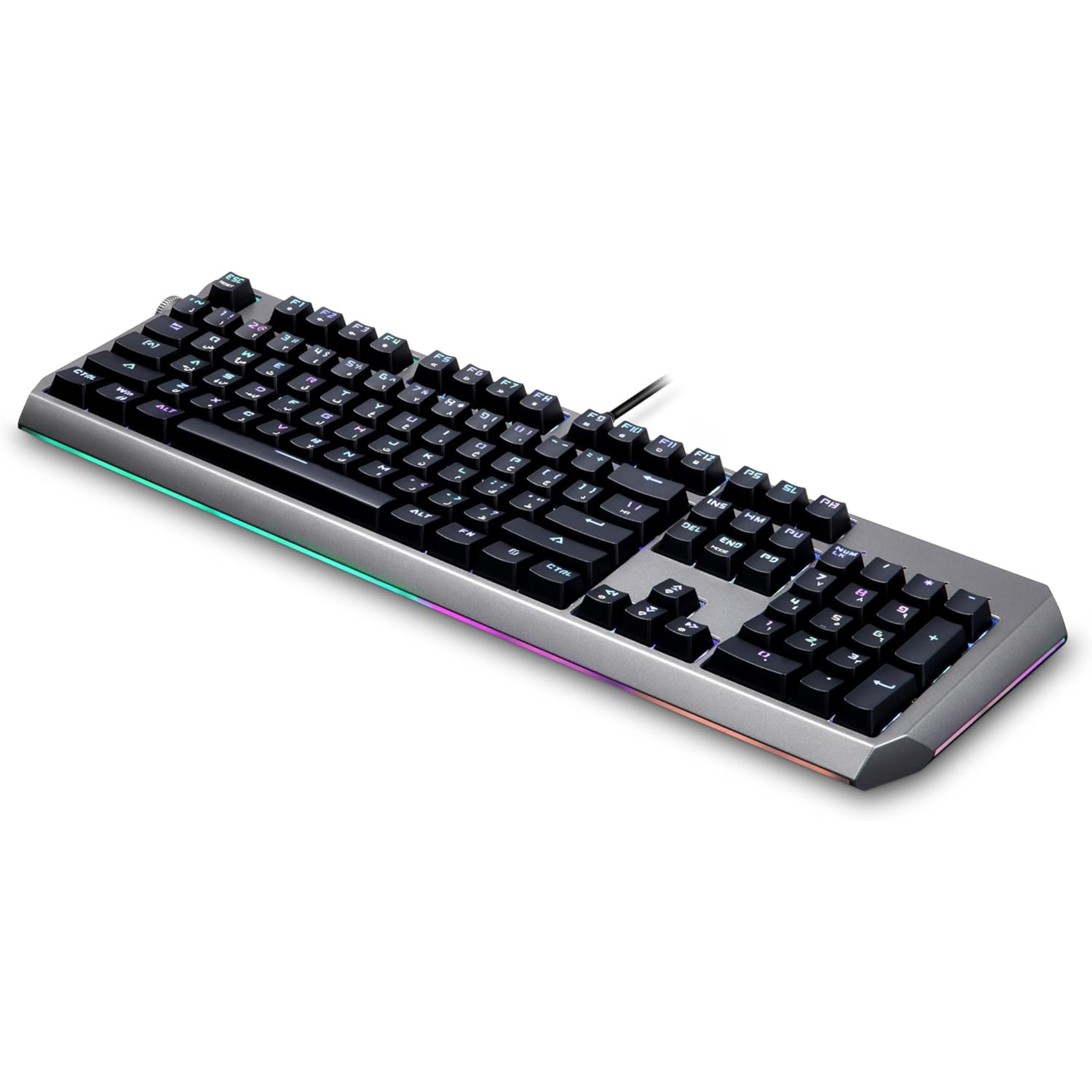 Porodo Gaming Wired Full Keyboard with Red Gateron Switch, Anti-ghosting Keys, Macro Software, English and Arabic Layout, 50 Million Clicks Lifespan, Volume Knob, 104 Pieces Keys - Black