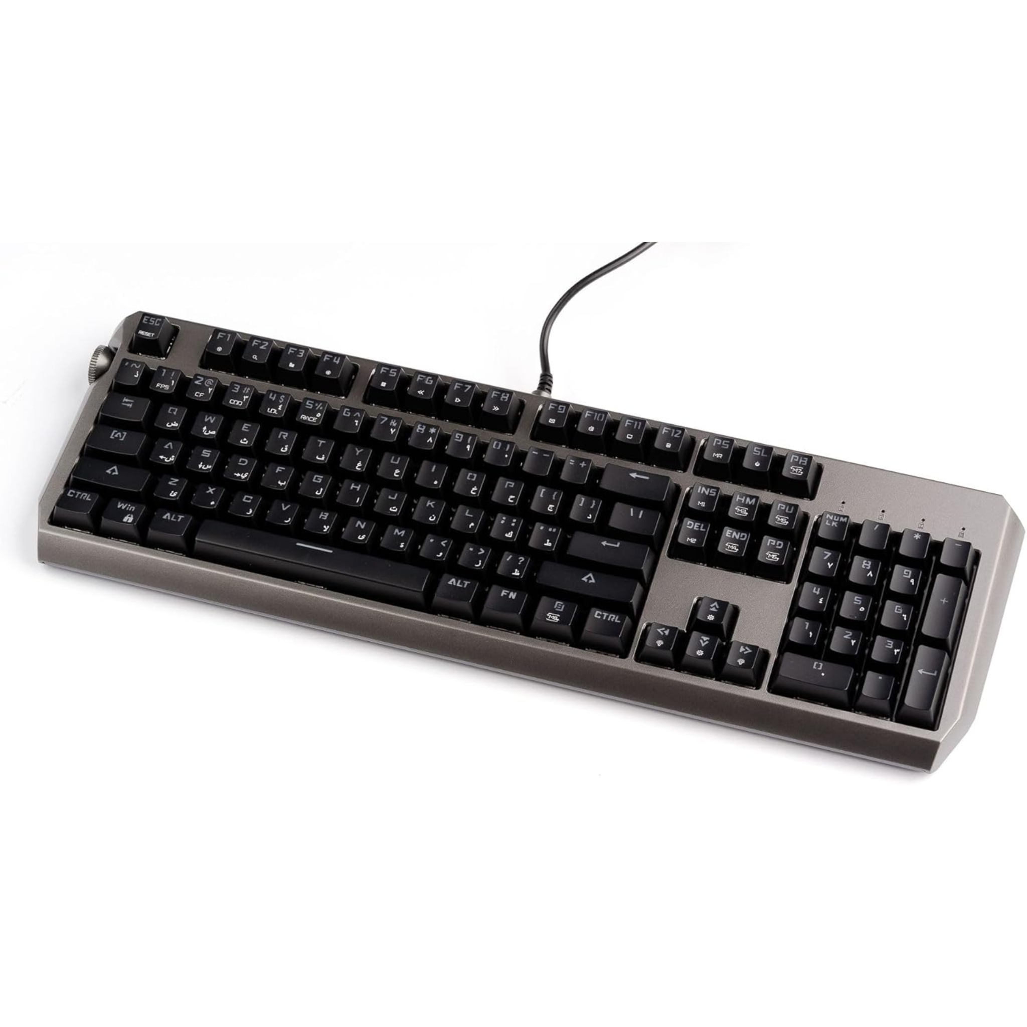 A black Porodo wired mechanical gaming keyboard with red Gateron Pro switches.