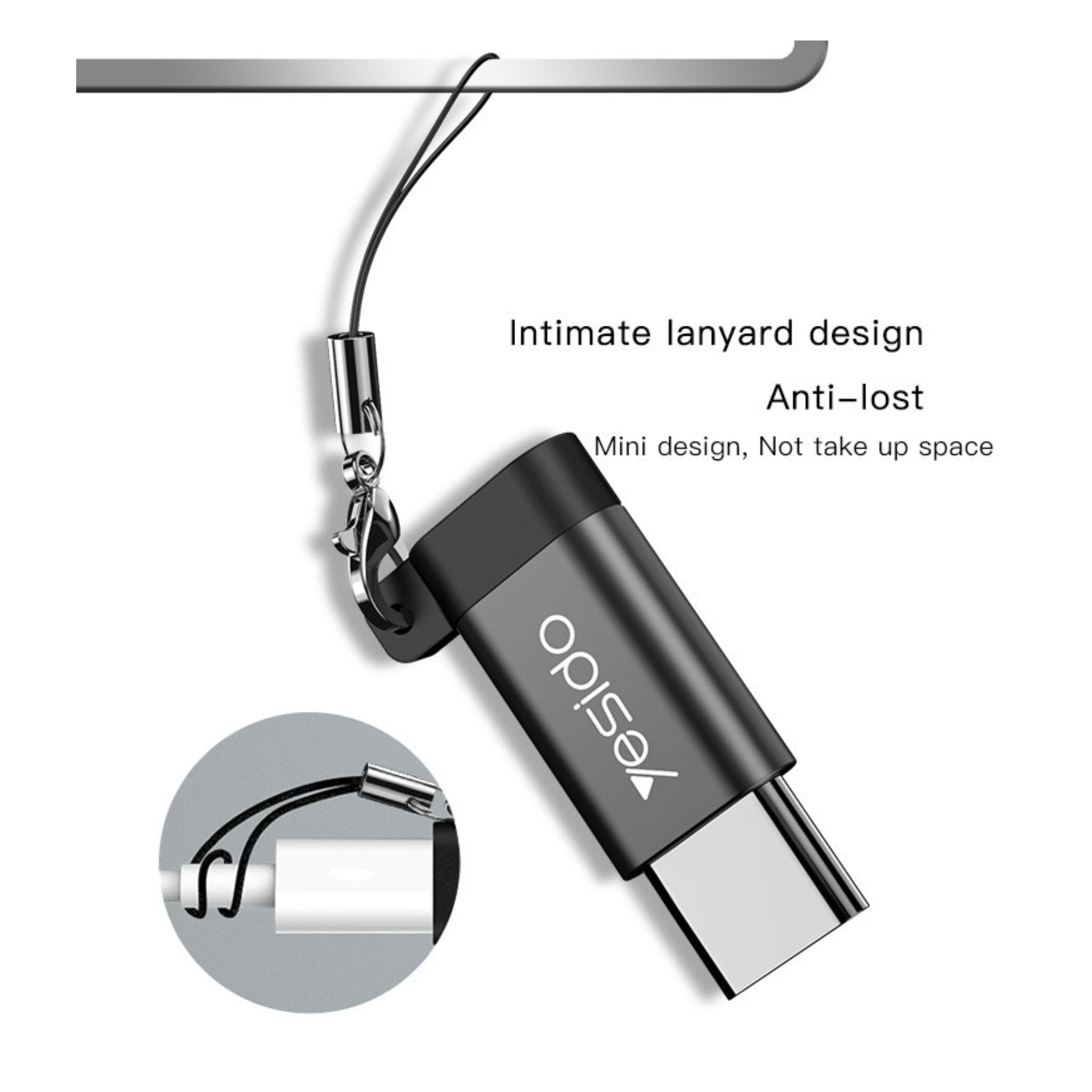 GS04 Micro To Type-C Easy To Carry Intimate Lanyard Design Mini OTG Adapter Charging Transmission